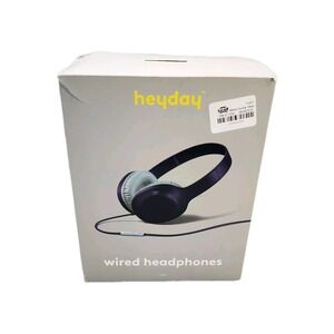 heyday Blue Wired Headphones 3.5mm Aux Plug Comfort Fit Microphone Remote